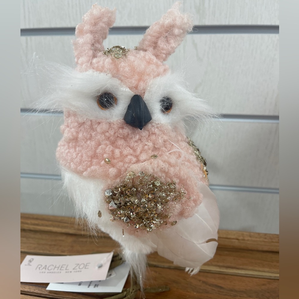 Rachel Zoe Fall Decor Pink & Gold Owl Tabletop Decor NWT